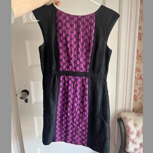 Frock by Tract Reese Purple and Black Linen Silk Dress, Size 2